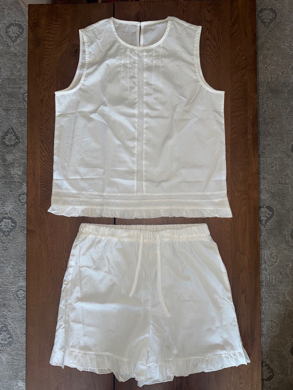 White Sleeveless Pajama Set - Top & Shorts